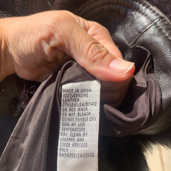 Bianca Nygard genuine leather with genuine fur trim one button blazer brown 6 - Picture 4 of 15